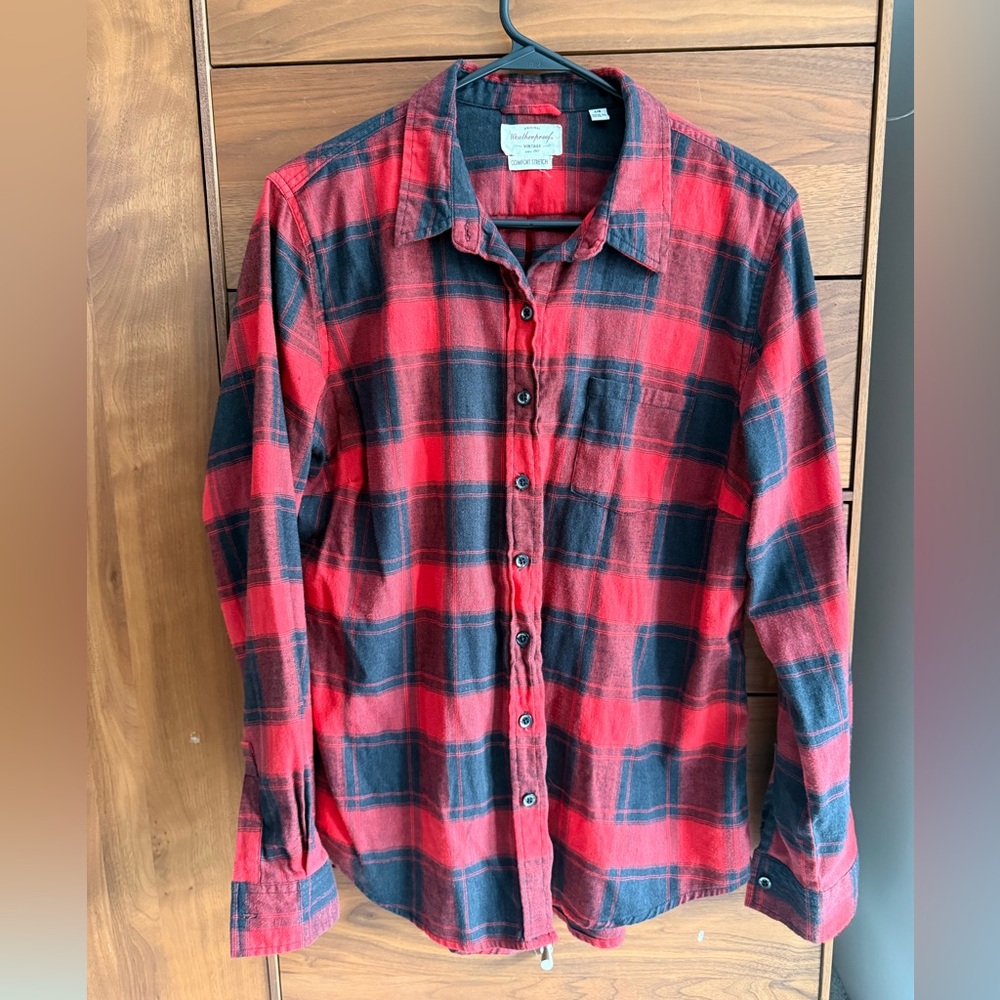 Weatherproof Red Black Plaid Long Sleeve Shirt L - Picture 3 of 9